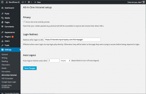 All In One Intranet single site settings
