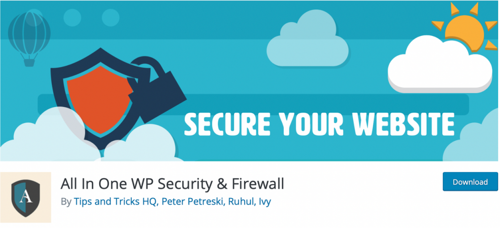 Banner for All in One WP Security & FireWall, with the phrase "Secure Your Website" on top