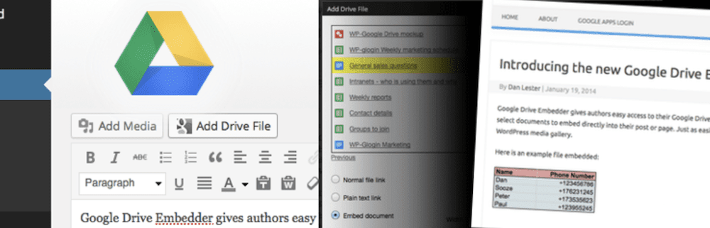 The Google Drive Embedder plugin.