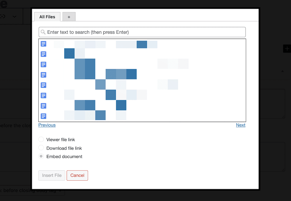 The Google Drive Embedder dialog.